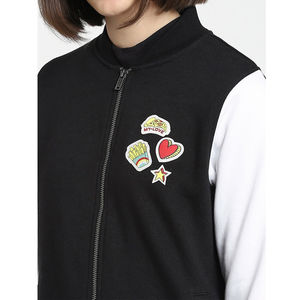 Femmes Long Respirant Denim Mode Dames Crop Top En Cuir Véritable En Peau De Mouton Varsity Veste Poche Décoration - Product Image 2