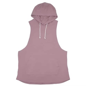 Custom Men's Breathable Polyester/Cotton High Street Style Crew Neck <b>Hoodies</b> Zipper <b>Sleeveless</b> Tank Top <b>Sleeveless</b> Hoodie - Product Image 1
