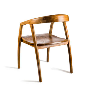 Silla de Comedor Hank de Madera de Teca Maciza con Respaldo Curvo y Acabado Marrón Brillante para Interiores y Exteriores - Product Image 4