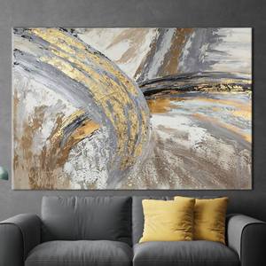 Lienzo Impreso: Obra de Arte Abstracta de Mármol Dorado, Decoración Contemporánea, 1P: Enmarcado tipo Galería - Product Image 1