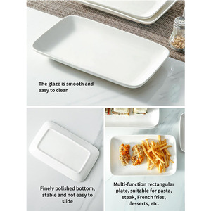 Logo personnalisé Plateaux de service en mélamine de 789 pouces Plateaux rectangulaires Plateaux de service blancs Ensemble d'assiettes en mélamine - Product Image 4