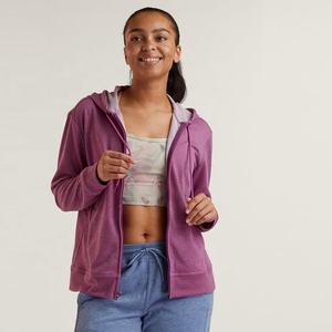 Sudadera con capucha y logotipo personalizado para mujer, ropa de calle bordada con capucha con cremallera cálida forrada para invierno, cordón liso - Product Image 4