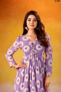 Kurtis de Estilo Moderno Indio, Material Ligero Tipo Mármol, con Estampado Floral y Trabajo en Foil, Kurtis con Patrón Elegante a Bajo Precio - Product Image 4