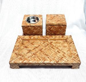 Juego de soporte para incienso Oud a precio de fábrica al por mayor con diseño tejido de ratán Natural, juego de bandeja para quemador de incienso para decoración del hogar del Hotel - Product Image 1