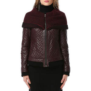 Veste de moto en cuir véritable personnalisé de haute qualité pour femmes, coupe-vent marron avec fermeture éclair et doublure en satin à col montant - Product Image 1
