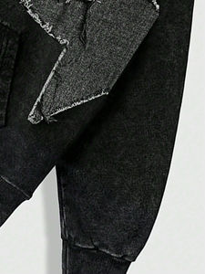 Sweat-shirt surdimensionné en coton lourd avec broderie appliquée et délavage à l'acide personnalisé, streetwear pour hommes, 500GSM - Product Image 4