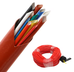 Fiberglass Sleeving Extruded Silicone Rubber Acrilicy Fiberglass <b>Sleeve</b> 30mm Silicone Coated Fiberglass Fire <b>Sleeve</b>. - Product Image 1