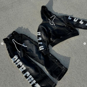 2025 Wholesale Digital Print Camo <b>Zip</b> up <b>Hoodie</b> Acid Wash Sun Faded Washed Oversized Distress <b>Black</b> Hoodies Men - Product Image 6