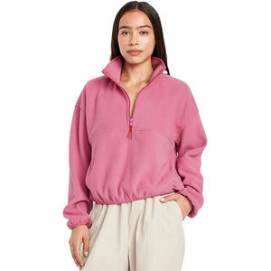 เสื้อสเวตเชิ้ตผ้าฟลีซคอซิป 1/4 แขนยาว ทรงปกติ น้ำหนักเบา สำหรับผู้หญิง ผ้าฝ้าย  รับสกรีนโลโก้ - Product Image 1