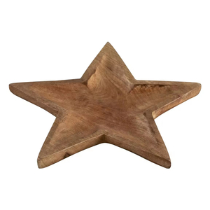 Bol de service décoratif pour cuisine à usage multiple Plateau de charcuterie en bois Plateau de service en bois en forme d'étoile Noël - Product Image 1