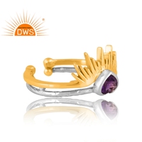 Hot Design Sterling Silver Natural Amethyst Gemstone Ring Bijoux personnalisés pour les femmes Cadeau pour elle