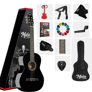 Guitare classique junior Midex CG-36BK de 36 pouces, taille 3/4, pour enfants de 8 à 12 ans, avec housse de transport, sangle, médiators et livre de leçons - Product Image 1