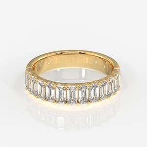 Lab Grown <b>Emerald</b> Cut Diamond Wedding <b>Ring</b> with 18k Gold Band - Product Image 1