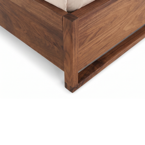 Base de Cama Minimalista de Madera de Teca Sólida, Tapizada, con Acabado Chocolate, Muebles para Dormitorio - Product Image 4