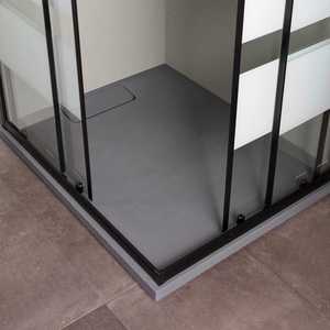 Mampara de Ducha Corredera Negra Mate de 100x80 con Puertas con Serigrafía Sky Screen - Product Image 4