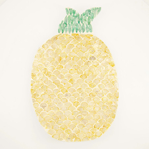 Bandeja amarilla de piña Capiz, Plato decorativo de nácar para decoración de sala de estar o mesa de comedor - Product Image 2