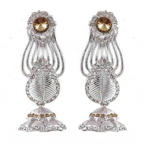 Boucles d'oreilles pendantes plaquées or avec pierre autrichienne Kriaa Kundan Fine Hoop Design-1302211 - Product Image 1