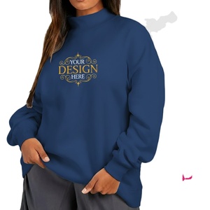 Sudaderas con capucha con cuello simulado para mujer, informales de invierno, personalizables, de poliéster/algodón de alta calidad - Product Image 1
