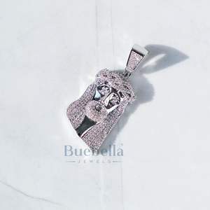 Collier pendentifs Moissanite en argent 925 Colliers glacés pour hommes Colliers pendentifs Moissanite Jésus complets - Product Image 4