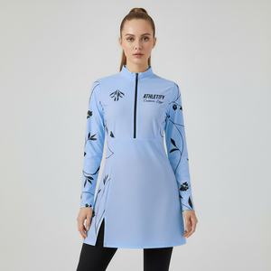 Customizable Women Floral Zipper <b>Modest</b> Wear Muslim <b>Modest</b> Sublimated Sports <b>Modest</b> Dress Breathable Sustainable Light Weight - Product Image 1