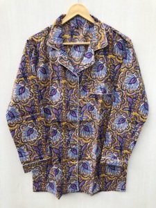 Conjunto de pijama indio de algodón hecho a mano con estampado floral, traje de noche indio, ropa de dormir de algodón. - Product Image 2