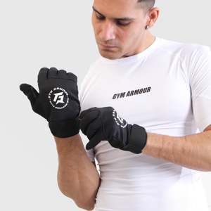 Gants mi-doigts noirs en polyester pour la salle de sport - Product Image 1
