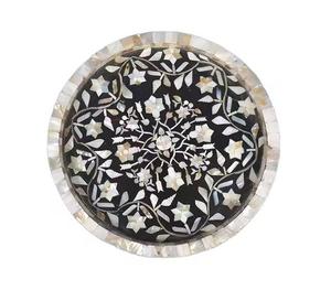 Bandeja de servicio decorativa con incrustaciones de hueso blanco hecha a mano antigua con mango de Metal para decoración del hogar y utensilios de cocina - Product Image 5