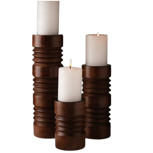 Juego de tres candelabros de madera de estilo creativo para decoración del hogar, soporte de vela para fiesta de boda para uso en interiores y exteriores - Product Image 1