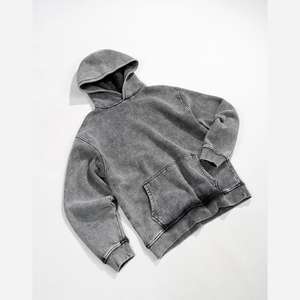 Custom Acid Washed Premium Quality Oversized 100% Cotton Zippers Pullover Sweatshirt Terry Thickened <b>Plain</b> Oversized Mens <b>Hoodie</b> - Product Image 3