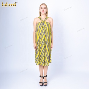 Vestido de Verano sin Mangas con Cuello en V, Estampado de Rayas 4.0, Bordado a Mano, de Viscosa, Ecológico y Transpirable para Mujer - LD13, Un Conjunto - Product Image 2