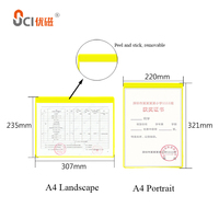 Carpeta de PVC Transparente A4 Extraíble y Reposicionable, Portadocumentos Reutilizable, Colores Personalizables para Pared de Vidrio de Oficina