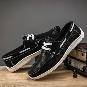 Trendy High Quality Walking Shoes Cow Leather Footwear Men Casual Boat Shoes Leather For Men