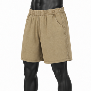 Pantalones Cortos Deportivos Personalizados para Hombre, de Algodón Lavado, Cintura Elástica, Casuales, de Verano, para Gimnasio, con Bolsillos Laterales, Corte Holgado - Product Image 3