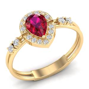 Bague REYES de luxe en argent sterling 925 avec pierre précieuse rubis taille poire de 0,75 carat et halo de moissanite, bijoux de haute qualité pour femmes - Product Image 2