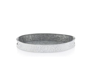 Juego de 2 bandejas de metal galvanizado para servir alimentos, platos de comida rápida grises duraderos en formas personalizadas para el hogar y eventos, mango elegante - Product Image 3
