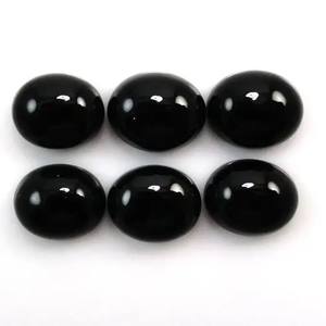 Pierre d'onyx noire naturelle de 7 mm, 8 mm, 9 mm, ovale, lisse, calibrée, dos plat, cabochon, pierre précieuse en vrac, pour la fabrication de bijoux, nouvelle - Product Image 1