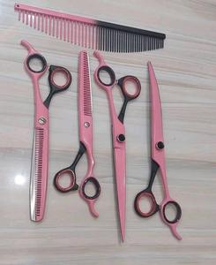 Juego de tijeras profesionales de 8 pulgadas para el cuidado del perro, azul y negro, herramientas de peinado de pelo curvo recto multiusos de alta calidad, duraderas - Product Image 5