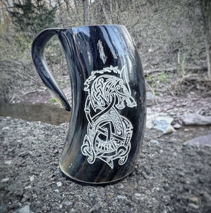 Meilleure qualité corne tasse corne tasse à café tasse avec base en bois Viking corne au prix de gros - Product Image 2