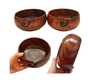 Bol de rangement en fil de bois avec trous sculptés et perceuses accessoires au Crochet à tricoter top vente fabriqué en Inde - Product Image 4