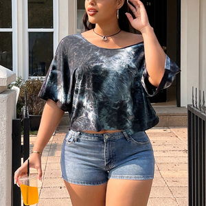 Camisetas Personalizables para Mujer con Estampado Tie-Dye de Diamantes Arcoíris, Transpirables, de Algodón, Holgadas, Vintage, Ecológicas, Anti-UV, para Verano, con Logotipo - Product Image 4