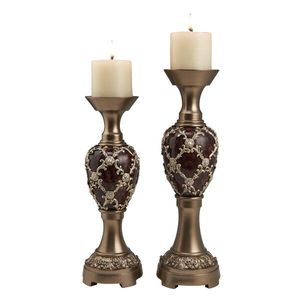 Support à bougie en métal, porte-bougie pour l'éclairage et la décoration de la maison, ensemble élégant avec finition antique, porte-bougie décoratif - Product Image 4