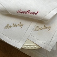 Ensemble de 8 serviettes carrées en coton vintage faites à la main, 100% réutilisables, écologiques, bio, brodées, logo personnalisé, couleur personnalisée, pour la maison