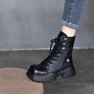 รองเท้าบูทส้นหนาแบบสวมสบายสำหรับผู้หญิง รองเท้าบูทส้นเตารีดสูงระดับเข่า สไตล์เอสพาดริลล์ รองเท้าบูทลำลองสำหรับผู้หญิงใส่ในฤดูร้อน - Product Image 4