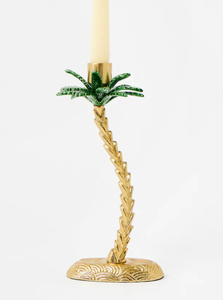 Portavelas de metal de palmera de latón AK en acabado dorado y verde de calidad superior para decoración de hotel/detalles de decoración de mesa - Product Image 3