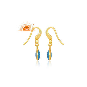 Meilleure vente Boucle d'oreille en argent sterling plaqué or 18 carats avec pierre de culture turquoise naturelle Bijoux personnalisés pour femmes Cadeau Fo - Product Image 2