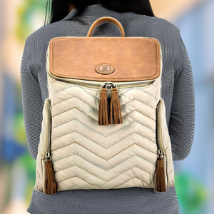 Adorable mochila Vintage de cuero genuino para mujer, diseño acolchado Pugmark, cierre de cremallera, estilo bohemio, para el trabajo, viaje, portátil - Product Image 3