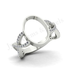 Vente en gros de bijoux en argent sterling semi-monté serti de bagues de fiançailles classiques fait à la main avec placage en or 14 carats - Product Image 1