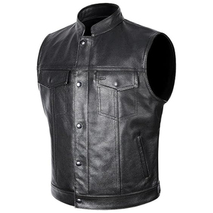 Gilet d'hiver pour homme en cuir véritable, style cowboy/western, coupe moderne, design superposé élégant, imperméable et respirant - Product Image 3