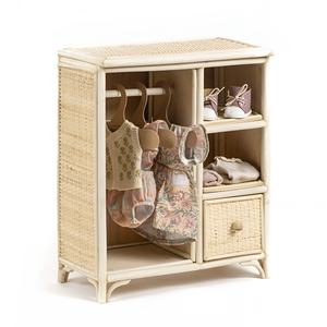 Armario de mimbre para bebé, armario de mimbre hecho a mano, armario de ropa, cajón con puerta abierta, armario de mimbre para niño - Product Image 3