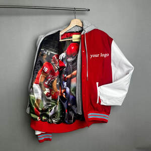 เสื้อแจ็คเก็ตเลตเตอร์แมนแบบมีโลโก้สั่งทำพิเศษสำหรับผู้ชาย แขนหนัง ให้ความอบอุ่นในฤดูหนาว สไตล์เบสบอล บอมเบอร์ ลุคโรงเรียนมัธยม - Product Image 4